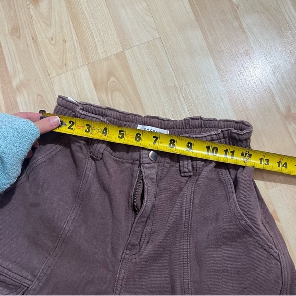 Pacsun Cargo Utility Pants Brown Snap Button Size Small Elastic Waisted - Picture 3 of 7